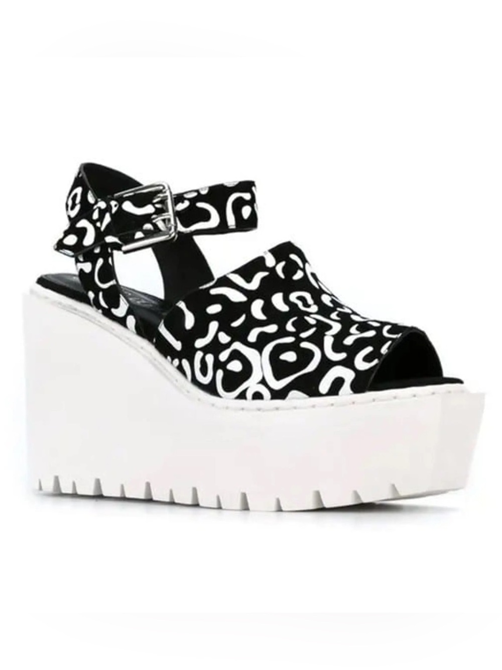 Opening Ceremony Luna Cheetah Open Toe Platform Wedge Heels Sandals